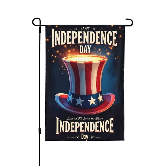 Patriotic Uncle Sam Hat Independence Day Garden Flag 12x18 Inch Double Sided Outdoor Decor 4th Of July Yard Flag American Flag Banner For House Holiday Festive Decorations
