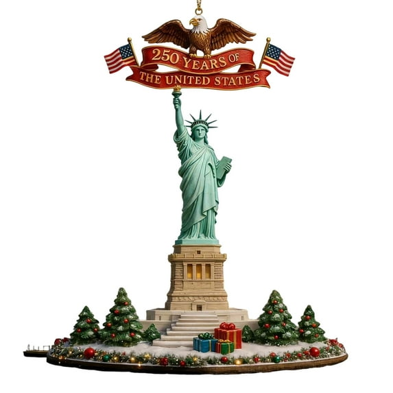 Patriotic United States 250th Ornament Commemorative Christmas Tree Decoration, Red White Blue Acrylic Pendant, Ideal for Home, Office, Holiday, or Year-Round Display