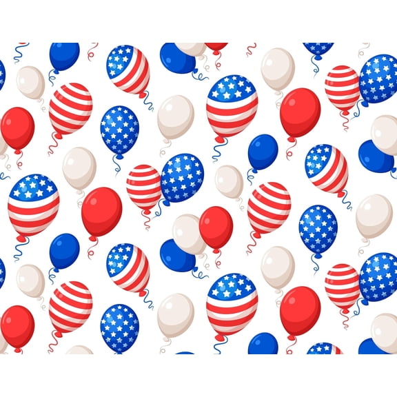 Patriotic United States Flag Balloon Pattern Edible Image Cake Topper for Quarter Sheet Cake, by Tnct. (1 Count)