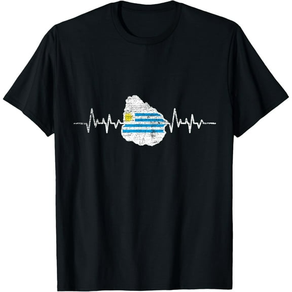 Patriotic Uruguay Gift Heartbeat Uruguayan Flag T-Shirt
