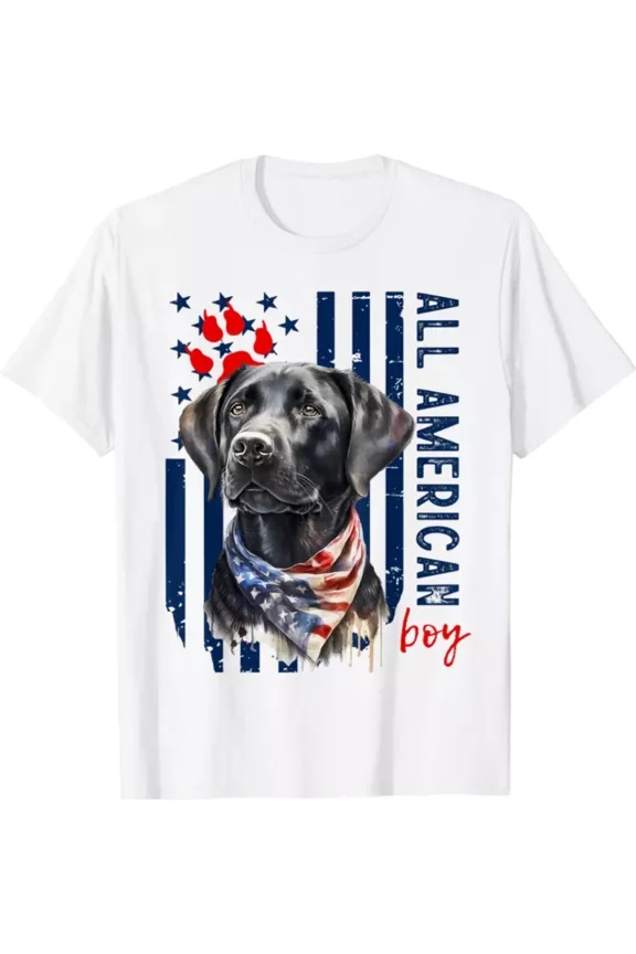 Patriotic Usa Flag Black Labrador All American Boy Lab Owner Gift T-Shirt Unisex S-5XL Hot Trending Shirt, Vintage Birthday Gift