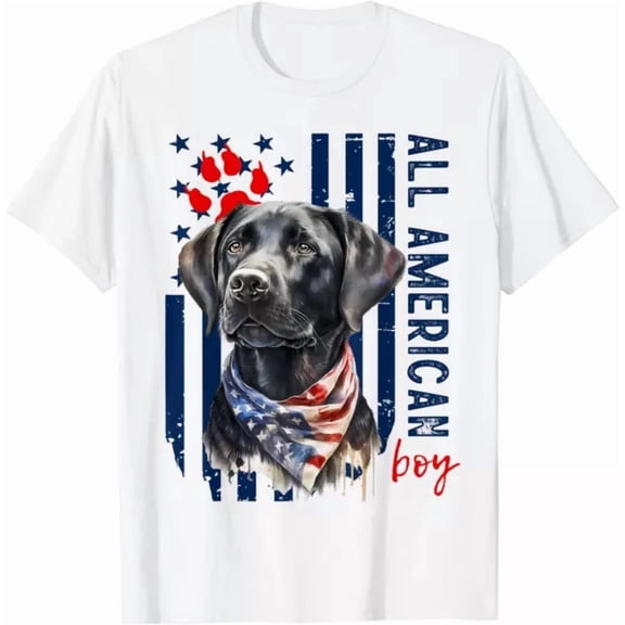 Patriotic Usa Flag Black Labrador All American Boy Lab Owner Gift T-Shirt