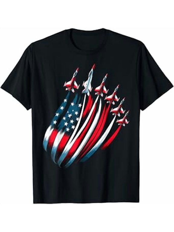 Patriotic Usa Flag Fighter Jets Shirt BLACK Unisex S-5XL Hot Trending Shirt, Vintage Birthday Gift
