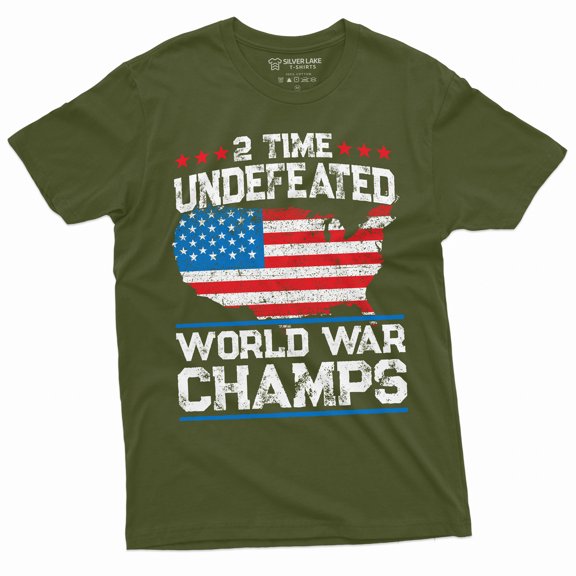 Patriotic Usa Mens T-Shirt 4Th Of July Usa Tee World War Champs Mens Tee Shirt Independence Day Cool Party Tee (XX-Large Military Green)