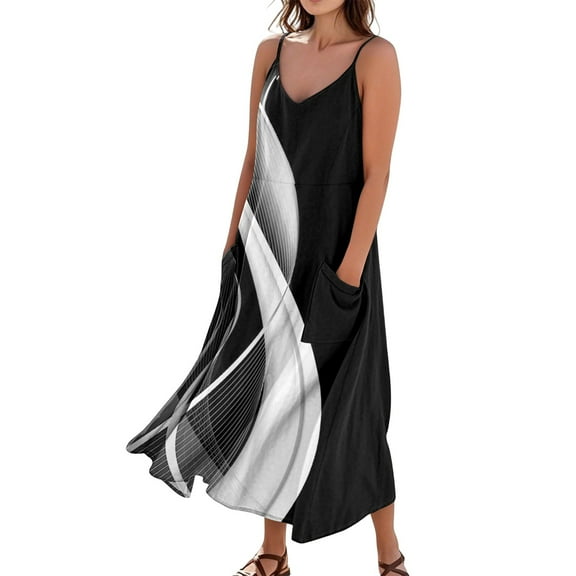 Patriotic V-Neck Sleeveless Maxi Dress Independence Day Themed Floral Print Summer Beach Dress with Elastic Waist for BBQ Parties,Black XL