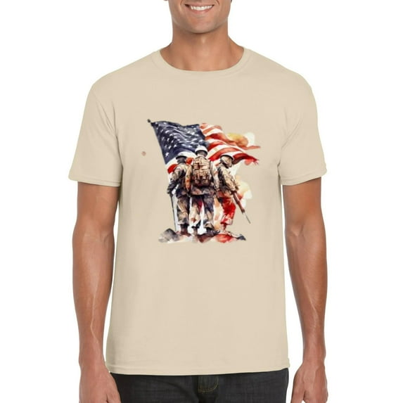 Patriotic Veterans Tribute Watercolor Military Art Style T-Shirt, for men & women, up to size 5XL