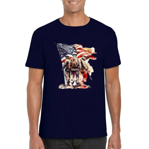 Patriotic Veterans Tribute Watercolor Military Art Style T-Shirt, for men & women, up to size 5XL