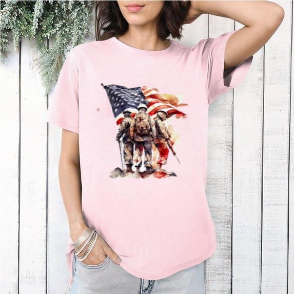 Patriotic Veterans Tribute Watercolor Military Art Style T-Shirt, for men & women, up to size 5XL