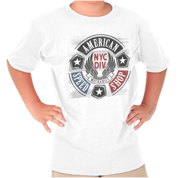 Patriotic Vintage American Mechanic Crewneck T Shirts Boy Girl Teen Brisco Brands L