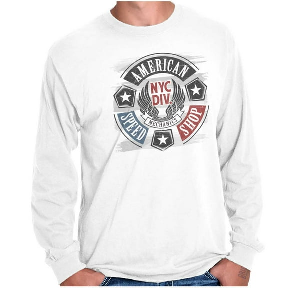 Patriotic Vintage American Mechanic Long Sleeve TShirt Men Women Brisco Brands S