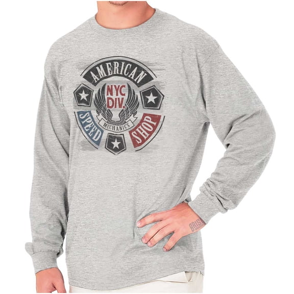 Patriotic Vintage American Mechanic Long Sleeve TShirt Men Women Brisco Brands S