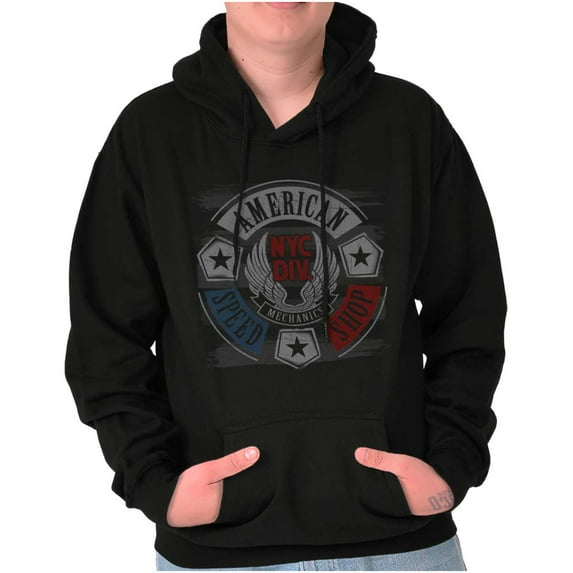 Patriotic Vintage American Mechanic Unisex Plus Fleece Graphic Hoodie Brisco Brands 4X