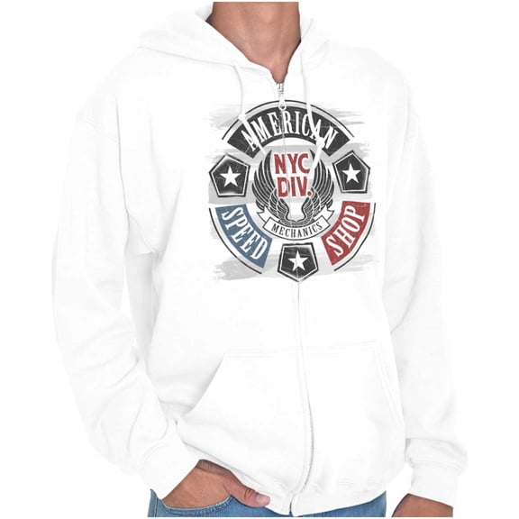 Patriotic Vintage American Mechanic Zip Up Hoodie Men's Women's Brisco Brands M