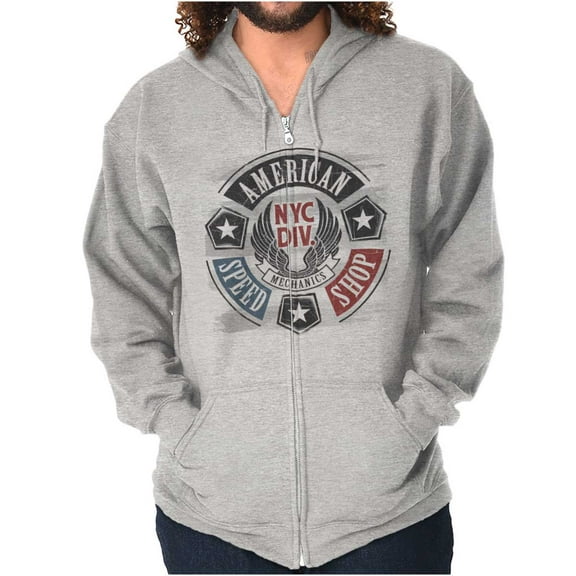 Patriotic Vintage American Mechanic Zip Up Hoodie Men's Women's Brisco Brands X