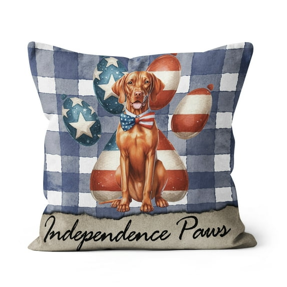 Patriotic Vizsla 4th of July Independence Paws Pillow Cushion Double Sided Vizslas Dog Lover Gifts Idea Throw Pillow - 02010