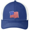 thumbnail image 1 of Patriotic Waving US Flag Patch USA Flag Trucker Mesh-Back Adult Hat Cap - Blue/White, 1 of 5