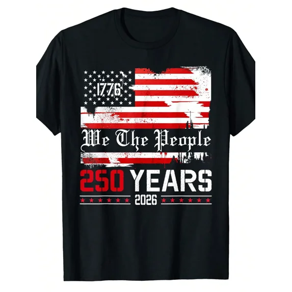 Patriotic We The People 1776 American Flag T-Shirt - 250 Years 2026 USA Semiquincentennial Graphic Tee for Men and Women