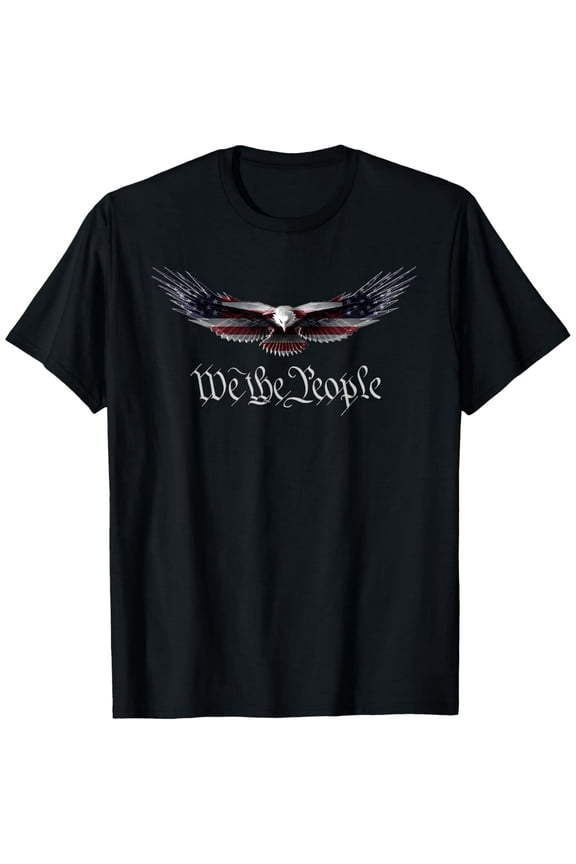 Patriotic We the People American Flag Bald Eagle Men's Graphic T-Shirt Retro USA Liberty Freedom Tee
