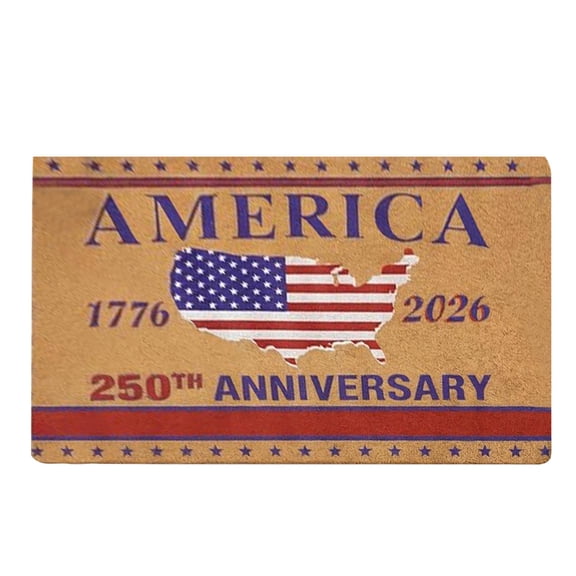 Patriotic Welcome Doormat for Independence Day,American Flag & Fireworks Entrance Rug,16x24in Non-Slip Floor Mat for Home Holiday Porch & Entryway Decor