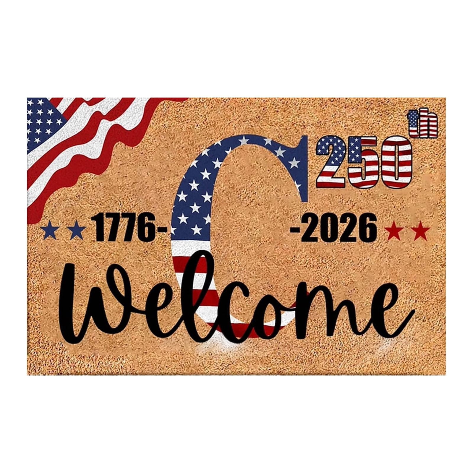 Unique Outdoor Welcome Rug Patriotic Welcome Mat, Personalized USA 250th Anniversary Doormat 1776 ...