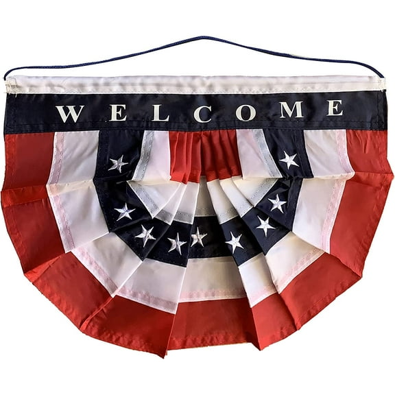 Patriotic Welcome Sign Bunting Flag - 10" x 16", USA, 4th of July, Christmas, President's Day, Memorial Day