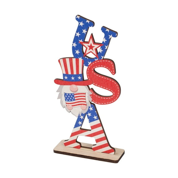 Patriotic Welcome Sign For Home Decor Wooden American Flag Themed Standing Decoration For Indoor Outdoor Use