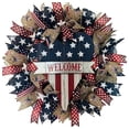 thumbnail image 1 of Clearance！Patriotic Welcome Wreath for Front Door 4th Of July Wreath with Flag Heart Red White Blue Star Wreath for Independence Day Memorial, 1 of 7