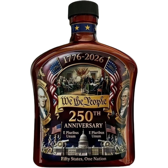 Patriotic Whiskey Decanter, 250th Liquor Bottle with Elegant Design, Men Dads Boyfriends Husbands for Homes Kitchens, Bar Display, Party, Collector