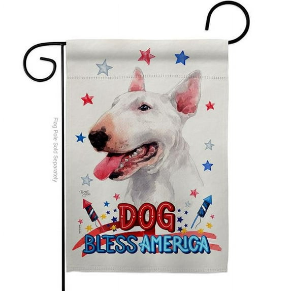 Patriotic White Bull Terrier Animals Dog 13 x 18.5 in. Double-Sided Decorative Vertical Garden Flags for House Decoration Banner Yard Gift