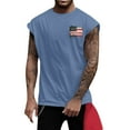 thumbnail image 1 of Patriotic Wide Shoulder Fitness Vest - Men's Slimming Printed Waistcoat - Perfect for Gym, Cycling, or Independence Day Themed Workouts,Light Blue M, 1 of 4