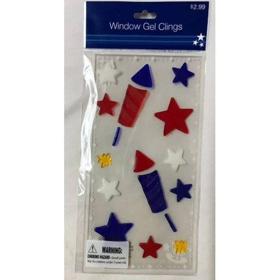Patriotic Window Clings Fireworks Rockets Red, White, Blue