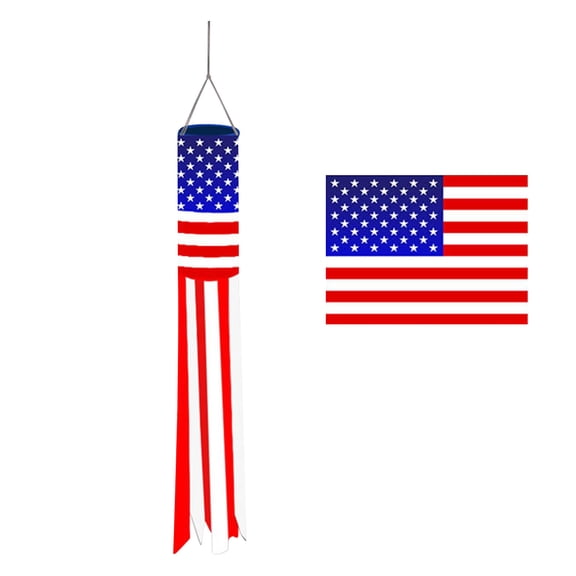 Patriotic Windsock 13x88cm American Flag Wind Spinner for 4th of July Outdoor Wind Tube for Independence Day Memorial Day Party