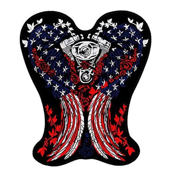 Patriotic Wings American Flag Chassis Embroidered Back Patch Iron Sew HLPM10053