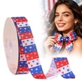 thumbnail image 1 of Patriotic Wired Ribbon, 1.57 x 196.85 Inch, Red White Blue Star, Stripe & Plaid 4th of July Ribbon, Independence Day Ribbon For Wreaths Bows Crafts Memorial Day Veterans Day Decoration, 1 of 7