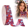thumbnail image 1 of Patriotic Wired Ribbon, 1.57 x 196.85 Inch, Red White Blue Star, Stripe & Plaid 4th of July Ribbon, Independence Day Ribbon For Wreaths Bows Crafts Memorial Day Veterans Day Decoration, 1 of 7