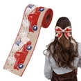 thumbnail image 1 of Patriotic Wired Ribbon 2.5 Inch x 2.2 Yards Red Script White Flowers Fabric Burlap Ribbon for 4th of July Independence Day Handmade Wreaths Bows Gift Wrapping 1 Roll, 1 of 9