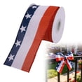 thumbnail image 1 of Patriotic Wired Ribbon 2.5 Inch x 5 Yards American Flag Stars Stripes Plaid Jute Burlap Ribbon Roll for 4th of July Independence Day Handmade Wreaths Bows Crafts 1 Roll(B), 1 of 9