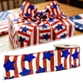 thumbnail image 1 of Patriotic Wired Ribbon, 4th of July Red White Blue Stars Anniversary Flag Patriotic Edge Ribbons for Independence Memorial Veterans Day Bows DIY Wreath Crafts, Style C, 2.5 Inch x 5 Yards, 1 of 9