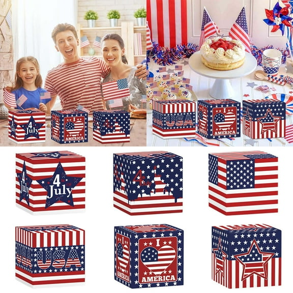 Patriotic Wrapping Paper with Independence Day Designs Quality Decorative Paper for 4th of July Veterans Day Memorial Day Party Celebrations 6PCS