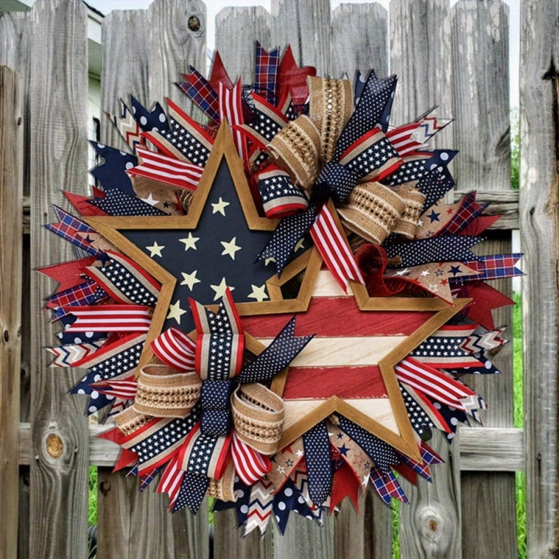 [Patriotic Wreath] 4th of July Patriotic Wreath | 17.7in | Red White ...