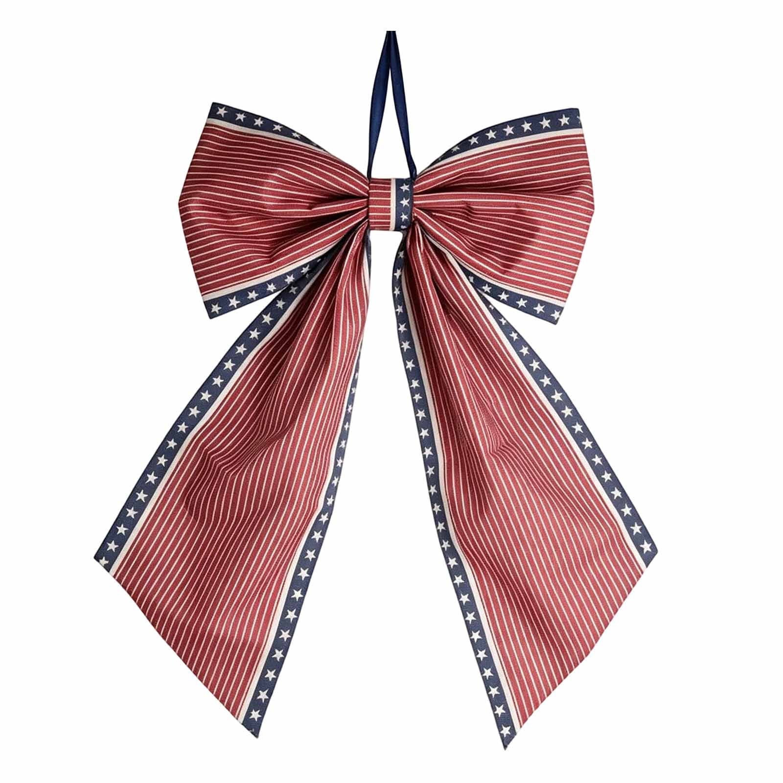 Patriotic Wreath Bows for Front Door Large 35.4" Red White and Blue Ribbon with Stars and Stripes for 4th of July Memorial Day Indoor Outdoor Party Decor