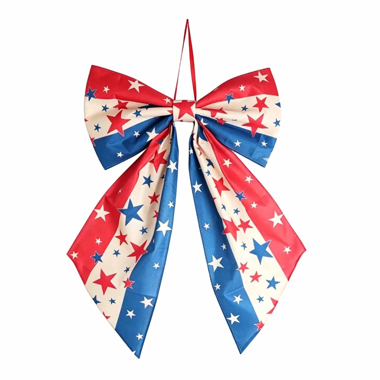 Patriotic Wreath Bows for Front Door Large 35.4" Red White and Blue Ribbon with Stars and Stripes for 4th of July Memorial Day Indoor Outdoor Party Decor