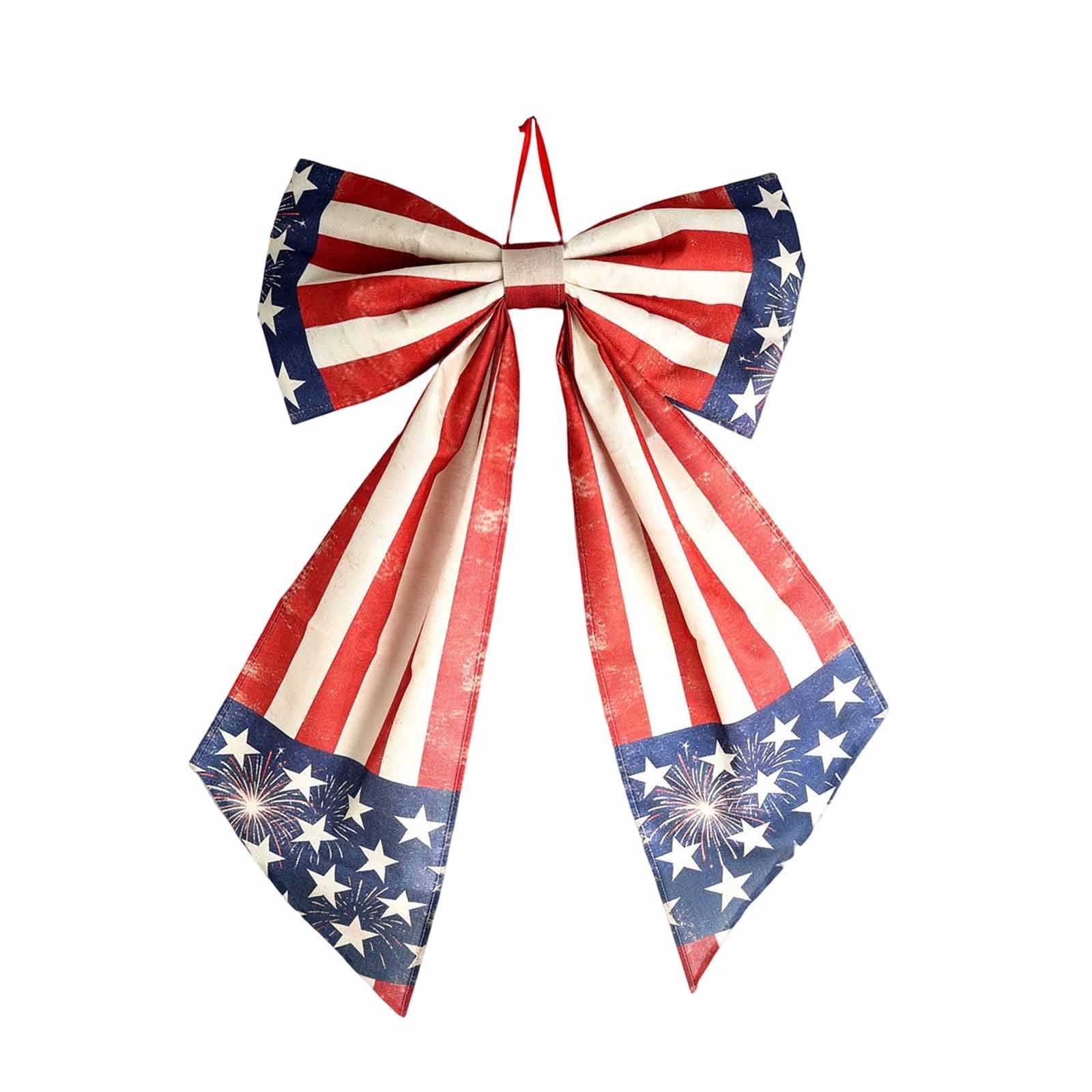 Patriotic Wreath Bows for Front Door Large 35.4" Red White and Blue Ribbon with Stars and Stripes for 4th of July Memorial Day Indoor Outdoor Party Decor