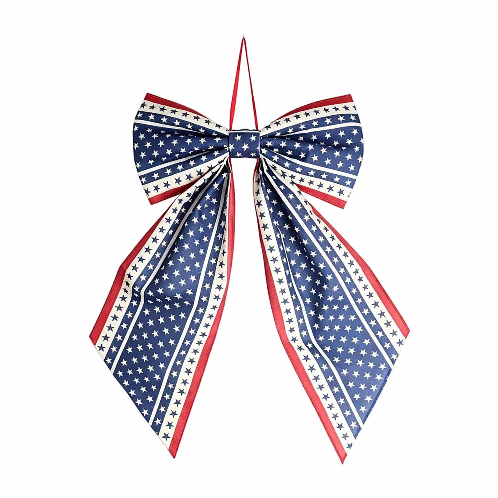 Patriotic Wreath Bows for Front Door Large 35.4" Red White and Blue Ribbon with Stars and Stripes for 4th of July Memorial Day Indoor Outdoor Party Decor