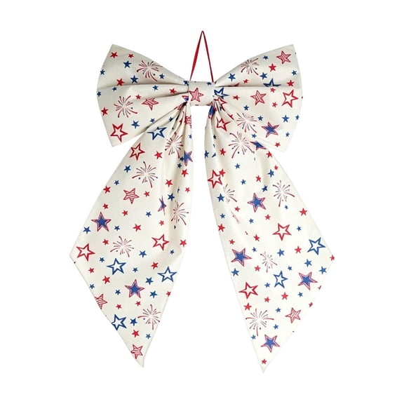 Patriotic Wreath Bows, Memorial Day Bows for Wreath Labor Day , Red Blue White Stripe Tree Topper Bow for 4th of July Indoor Outdoor Decor D