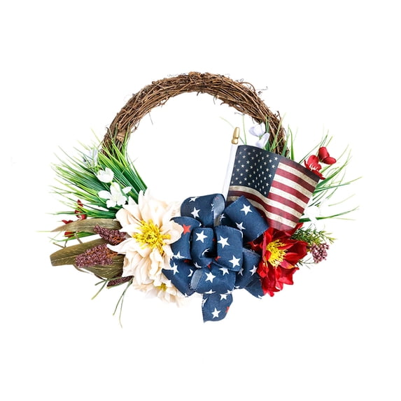 Patriotic Wreath Flag Sunflower Peony Artificial Flower Front Door Decor Independence Day Memorial Day 4 Sizes Wall Porch