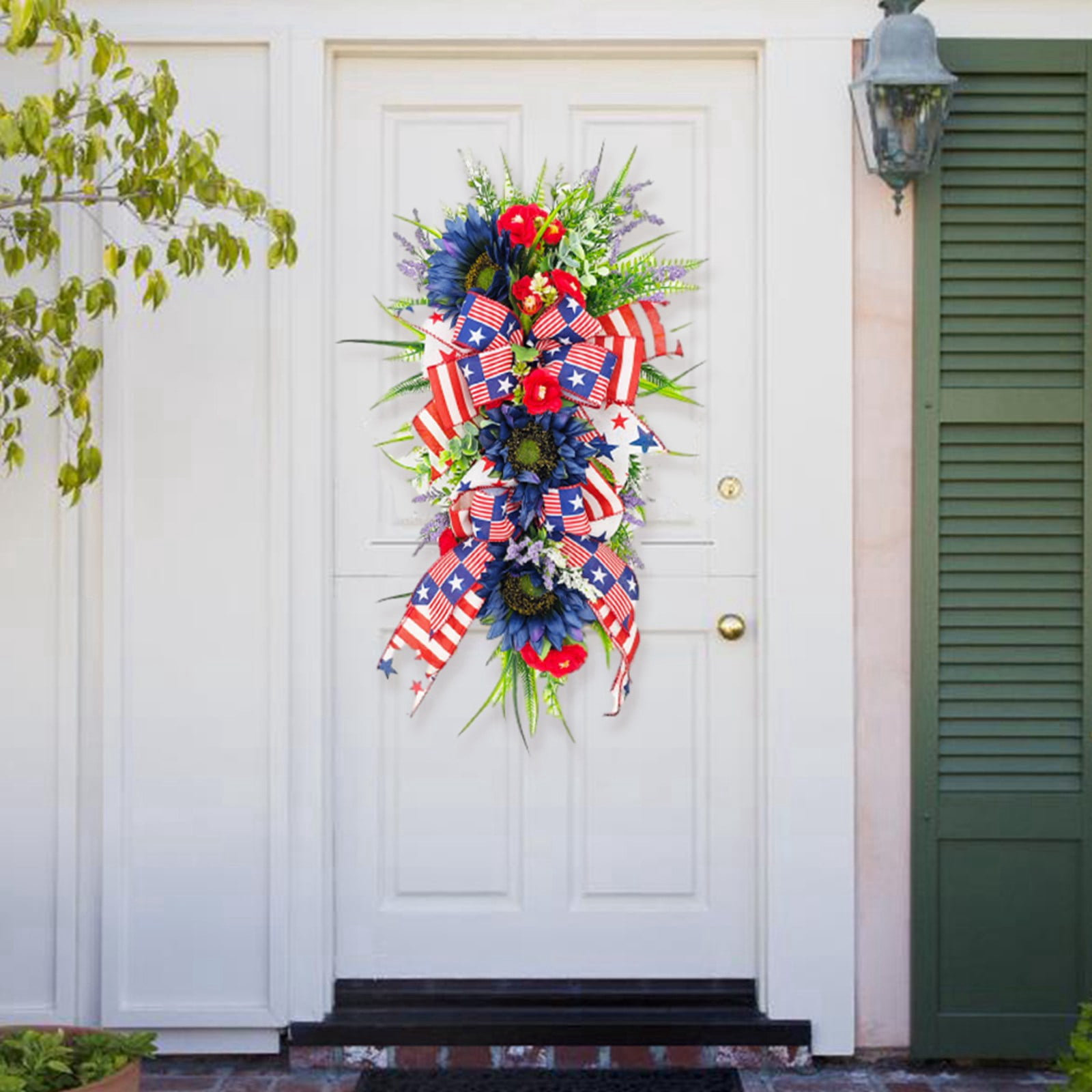Patriotic Wreath for Front Door, 4th of July Wreath with USA Flags for ...