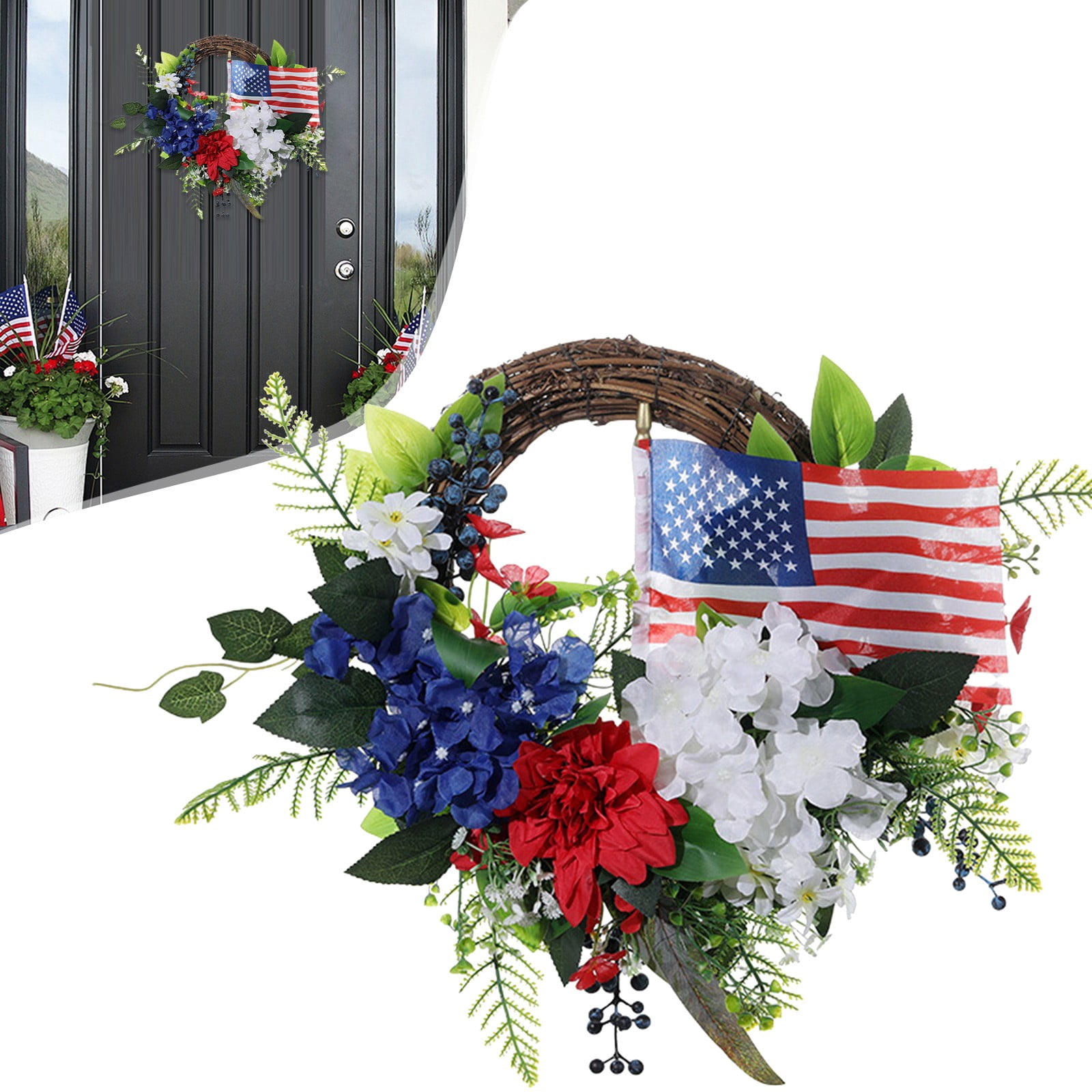 Patriotic Wreath For Front Door July 4th Independence Day Wreaths ...