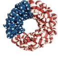 thumbnail image 1 of Patriotic Wreath, Outdoor American Flag, Patriotic decorations, 15 in Woven Fabric, Star decorations, Front Door Hanging, Red White Blue, 1 Pc, 1 of 8