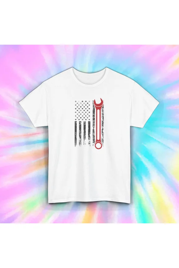 Patriotic Wrench Flag American Mechanic Gift Worker Pride Unisex T-Shirt up to size 5XL